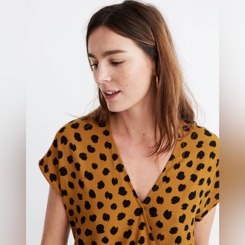 NWT Madewell Sash-Tie Wrap Top in Painted Spots Size XS - Picture 3 of 8